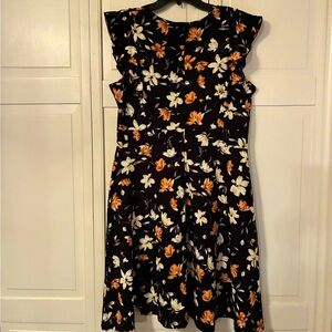 Floral Black and Orange Women's Dress